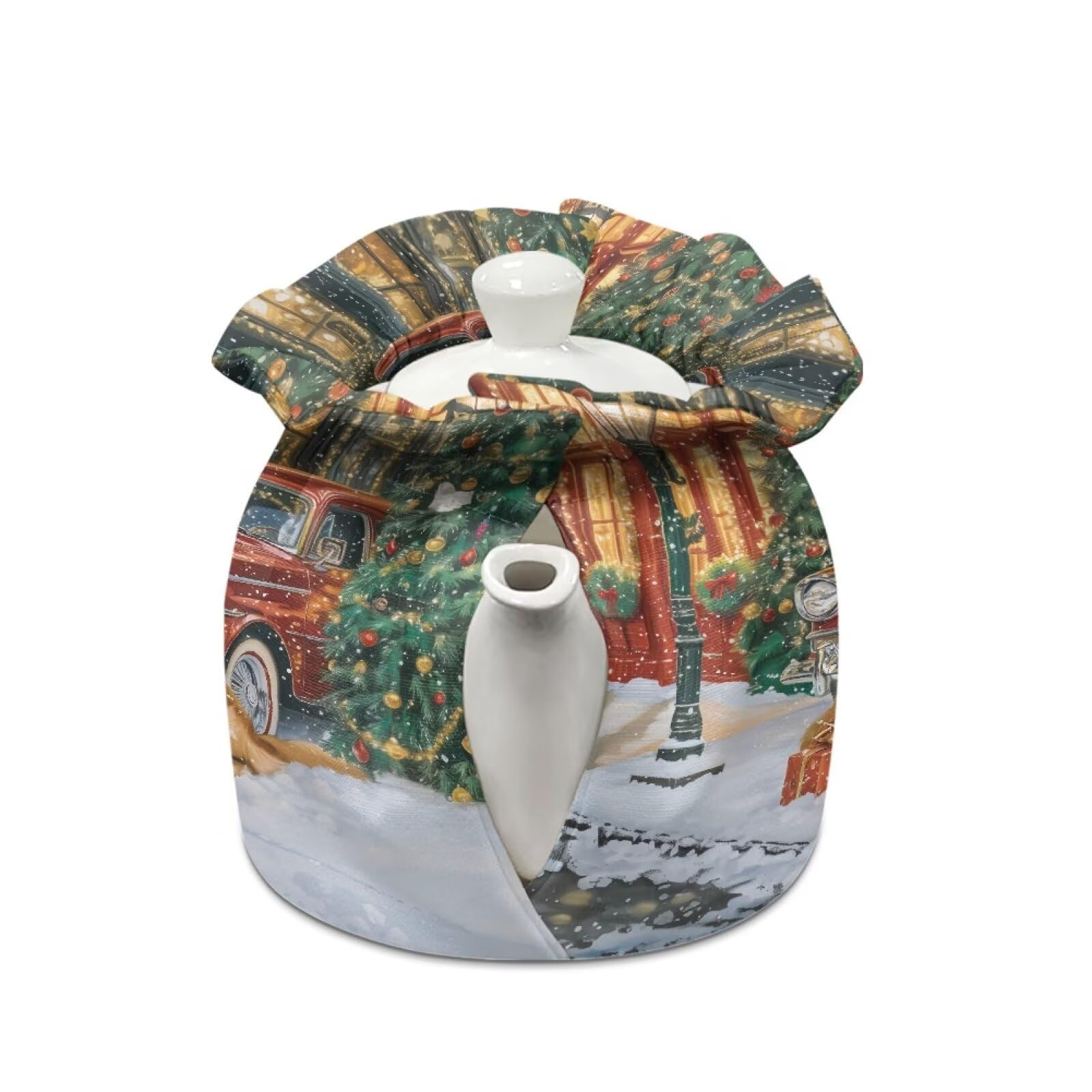 Freewander Cute Dog Cover of Teapot Kettle Dust Cover Christmas Print Insulated Breakfast Pot Cover Tea Cosy Cotton Keep Warm Tea Cozy for Tea Party Restaurant