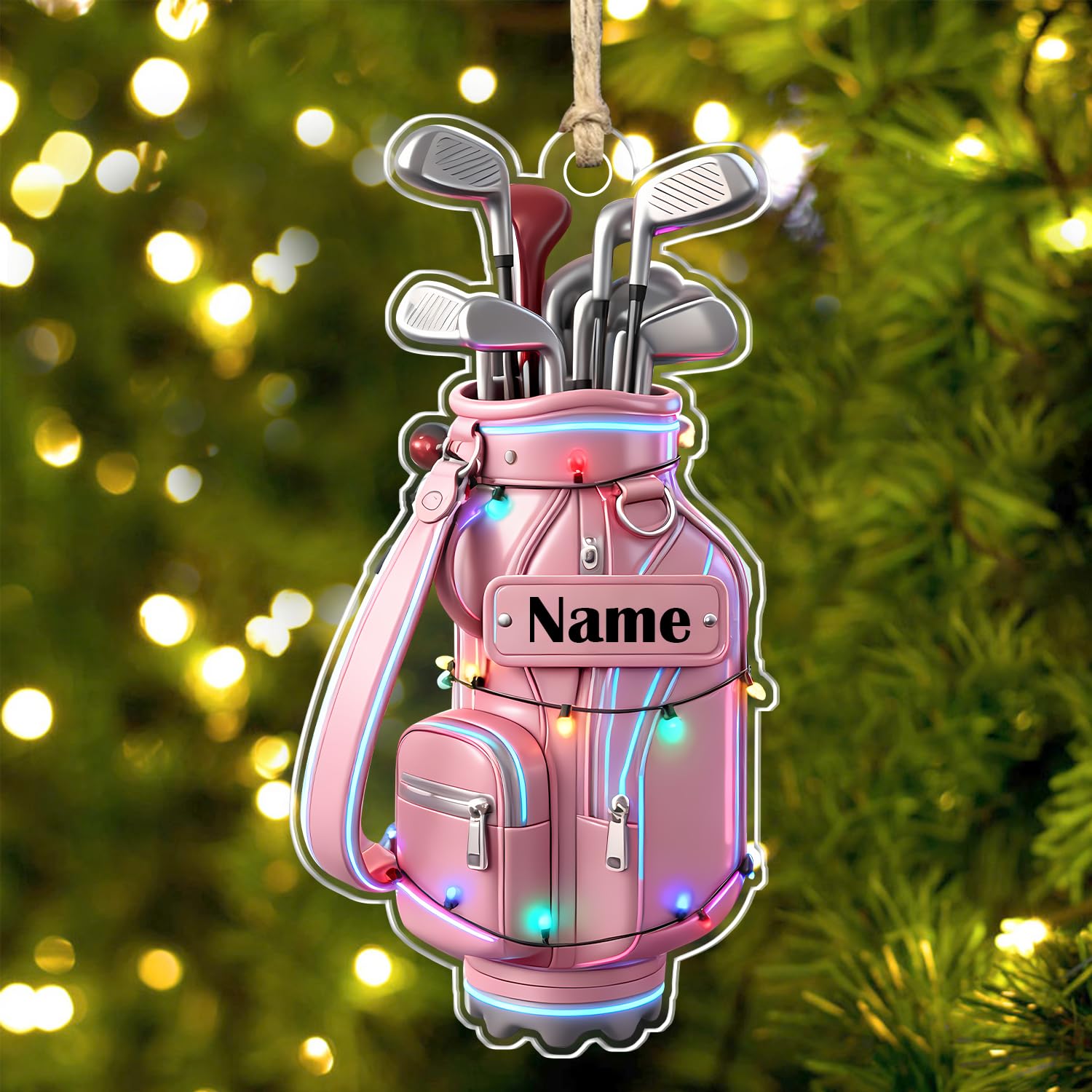 Kkiioexx Style 1 Personalized Golf Bag Christmas Ornament 2025,Custom Golf Bag 2D Flat Acrylic Ornaments,Home Decor Christmas Trees Hanging Ornaments,Gifts For Golfer Lover