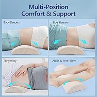 Vista 7 de Cozyhealth - 3.15 pulgadas de alto x 23.6 pulgadas de largo - Almohada lumbar suave para dormir, cojín de apoyo lumbar de espuma viscoelástica