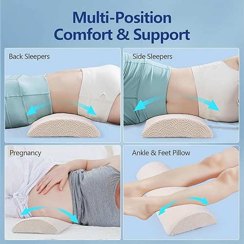 Miniatura 7 de Cozyhealth - 3.15 pulgadas de alto x 23.6 pulgadas de largo - Almohada lumbar suave para dormir, cojín de apoyo lumbar de espuma viscoelástica para