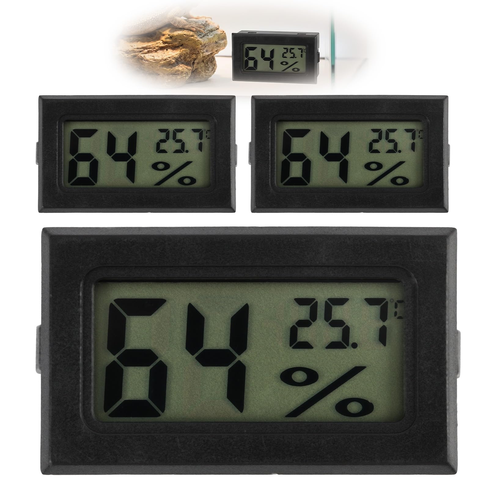 Mini-Thermometer, Hygrometer, digital, LCD, Thermoanzeige, tragbar, Messung von Temperatur und Feuchtigkeit -50 ℃ bis 70 ℃ 10 % -99 % RH, für Haus, Büro, Gewächshaus, Weinkeller, Inkubator, Reptilien