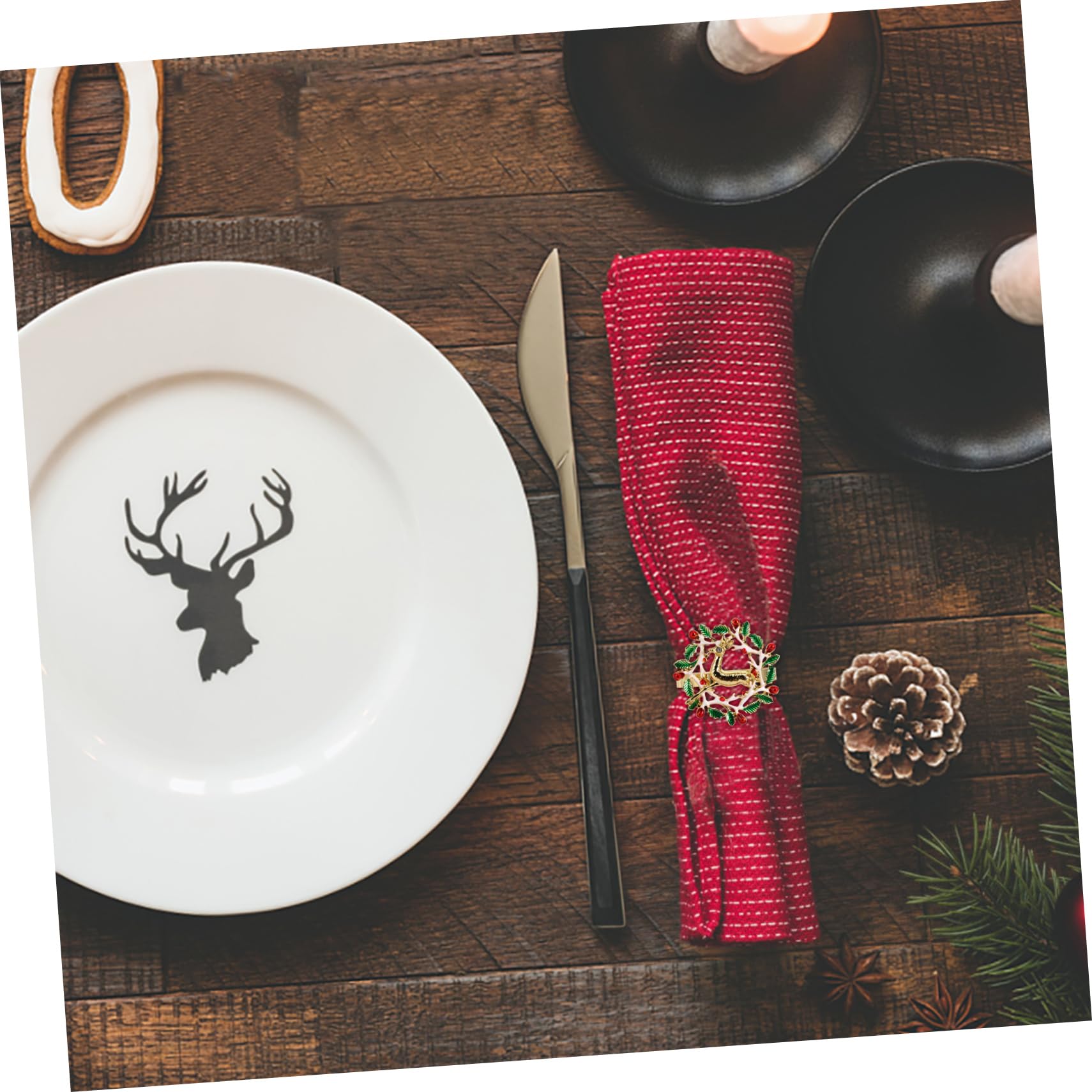 MAGICLULU 12stücke Teiliges Weihnachts-Napkin- Mit Reindeer Weihnachtsbaum Schneeflocke Und Serviettenhalter Für Festliche Tischdekoration Bei Partys Und Feiertagen