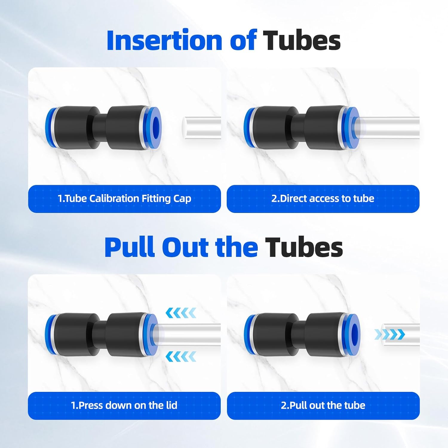 50PCS Quick Connect Air Hose Fittings 5/32 1/4 5/16 3/8 1/2 inch Straight Push to Connect Fittings Kit Quick Release Pneumatic Connectors Air Line Fittings for 5/32 1/4 5/16 3/8 1/2 inch Tube