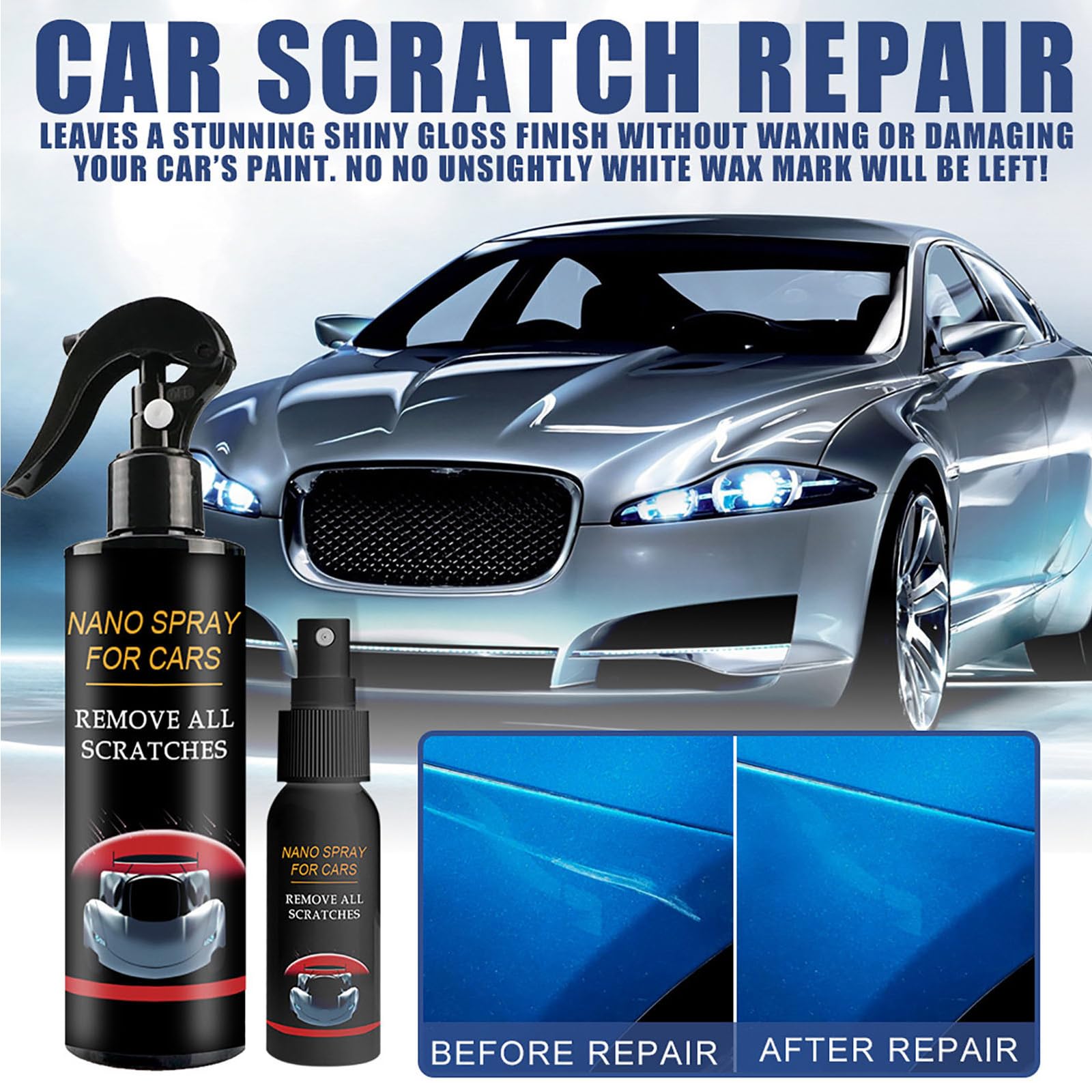 Nurafix Spray Anti-Rayures Pour Voiture,Fixapro Rayure Voiture Avec Eponge Et Serviette,Nurafix Spray Nano Anti Rayure Verre Liquide,Verre Liquide Carrosserie,Anti Rayure Voituré Carrosserie (120ml*2) - 3