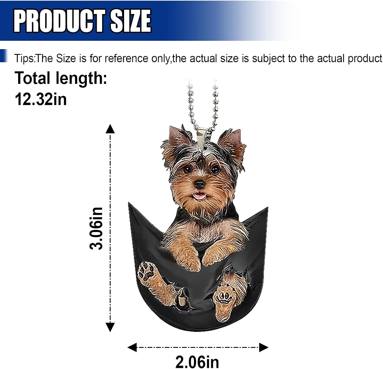 Yorkshire Terrier Car Rearview Mirror Charm Cute Pendant for Women image 2
