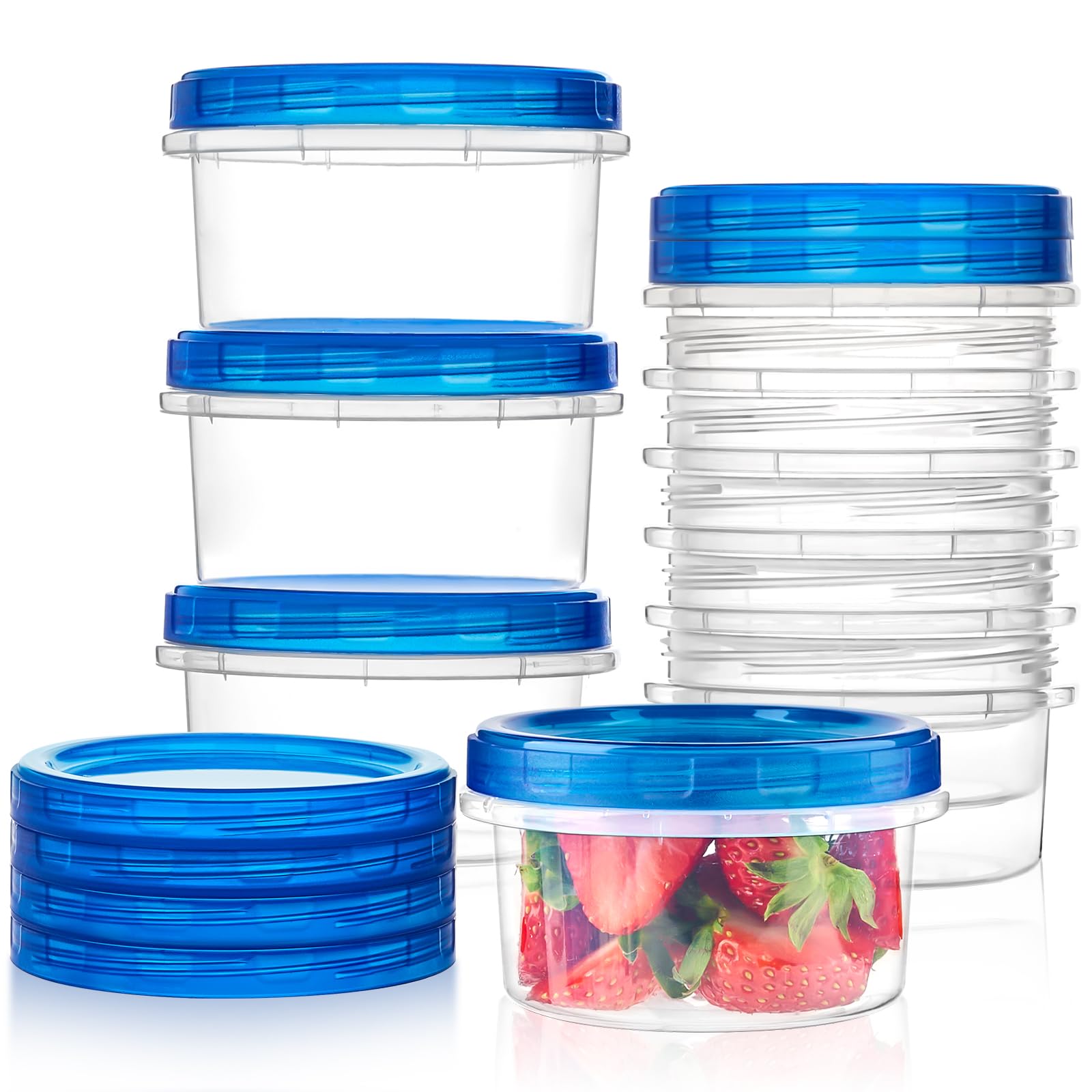 Qeirudu 10 Pack 8oz Freezer Storage Containers with Screw Lids, Leakproof Meal Prep Containers, Small Reusable Plastic Food Storage Containers for