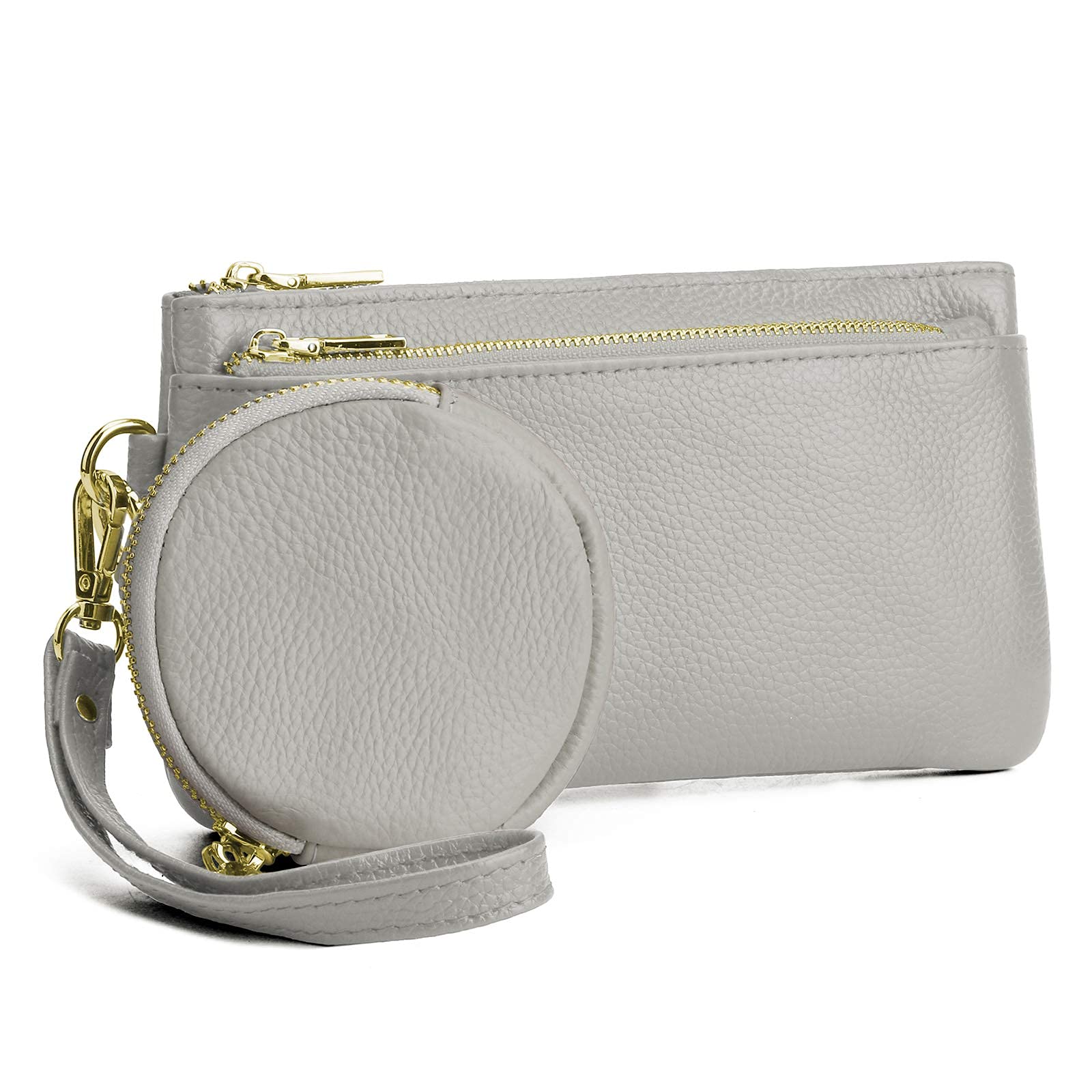 YALUXE Wristlet-for-Womens-Genuine-Leather Wallet Pouch Zipper Fashion 2 in 1