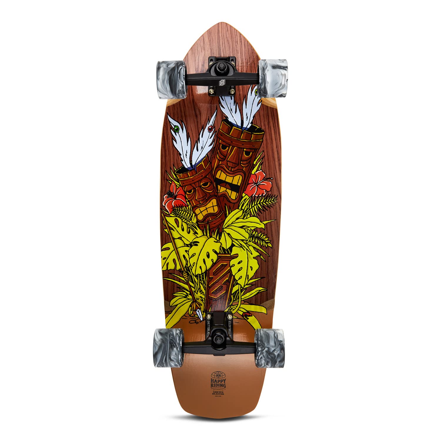 Surfskate Skateboard Carver Ghettoblaster - Cuscinetti Veloci a Sfera ABEC 11 - Tavola in Acero Canadese e Teak a 7 strati - Ideale per Pumping - Principianti Bambini e Adulti