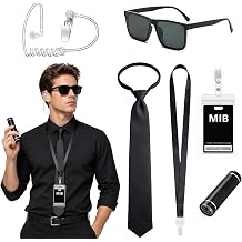 Ainiel Halloween Secret Service Black Costume Spy Accessories for Men Women