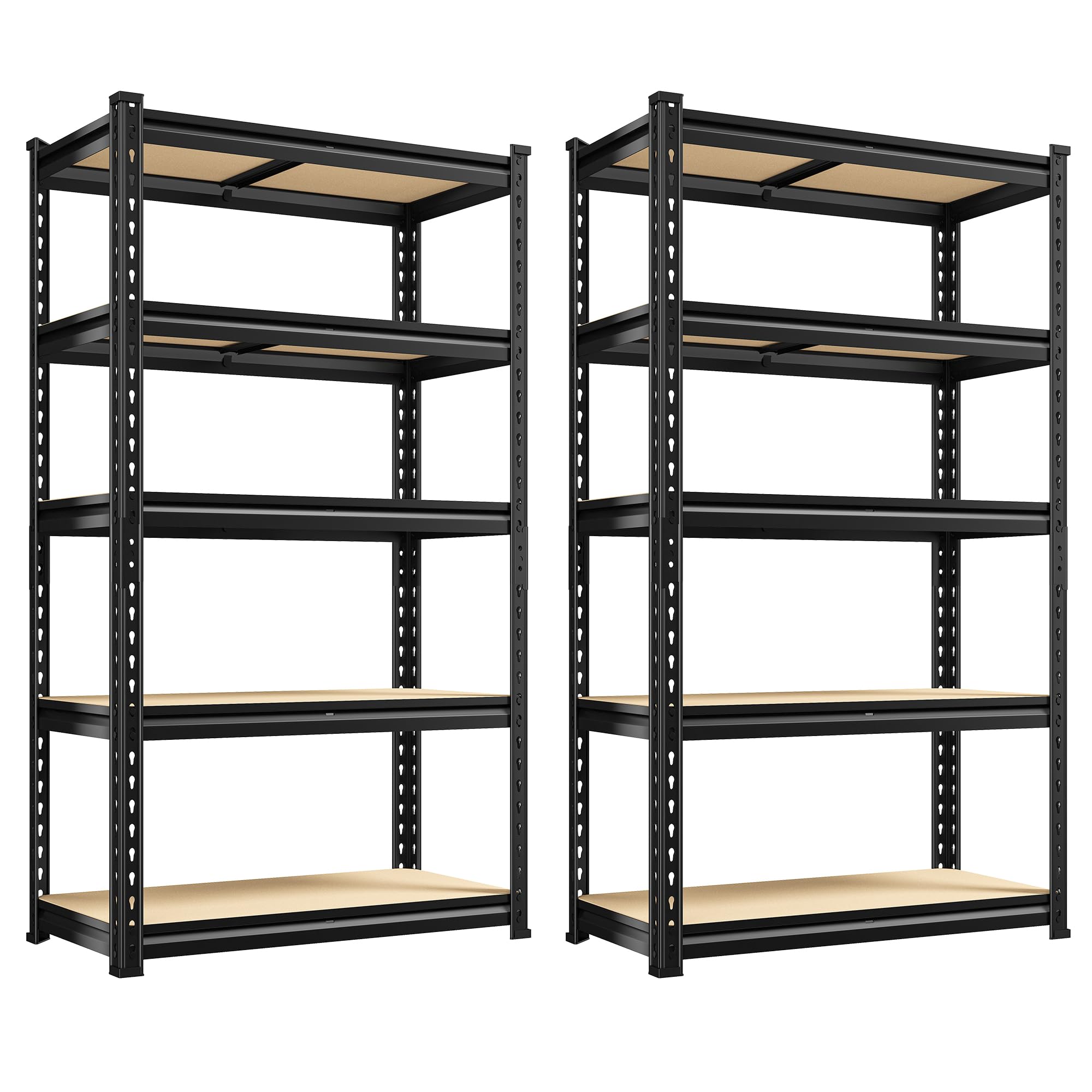 REIBII Set of 2 Storage Shelves 5 Tier Garage Shelving Heavy Duty Metal Shelving 2000LBS Garage Shelves Adjustable Metal Shelf for Kitchen Warehouse Pantry Closet, 27.6" W x 11.8" D x 60" H