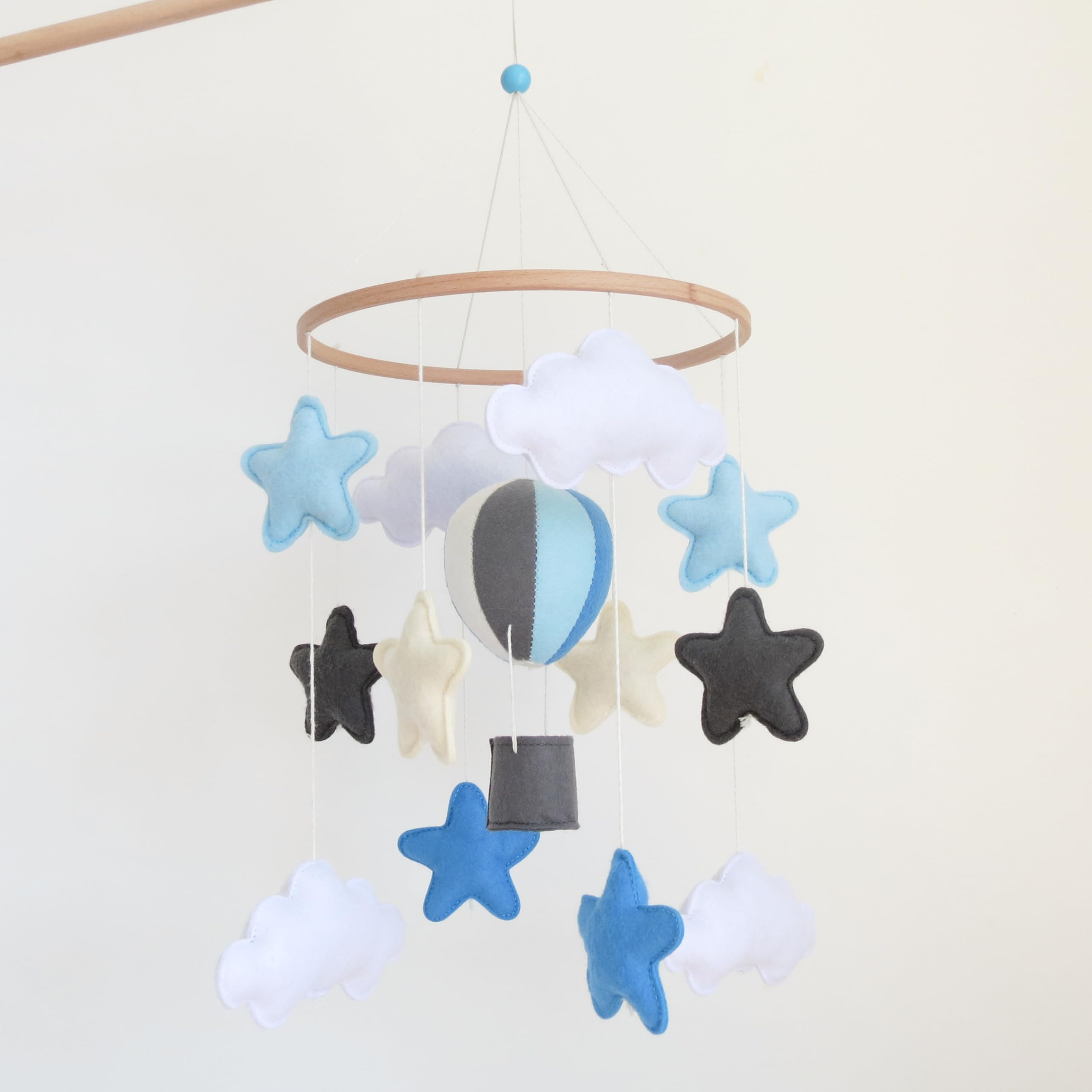 Cielo Blu Mongolfiera Mobile per Culla Boho Culla Mobile per Ragazzi Ragazze Stelle & Nuvole Mongolfiera Bambino Mobile per Culla
