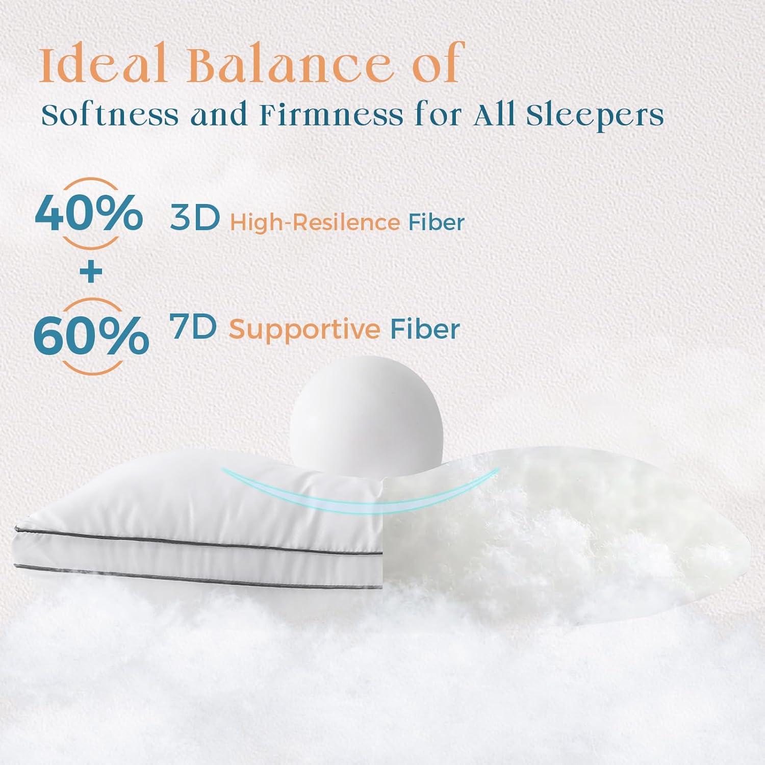 MUXHOMO Bed Pillows Standard Size Set of 2, Full Size Gusseted Bed Pillows for Side, Back, and Stomach Sleepers, Hotel Quality, Oeko-Tex Certified Fluffy Supportive Down Alternative Filling, 2 Pack - Image 5