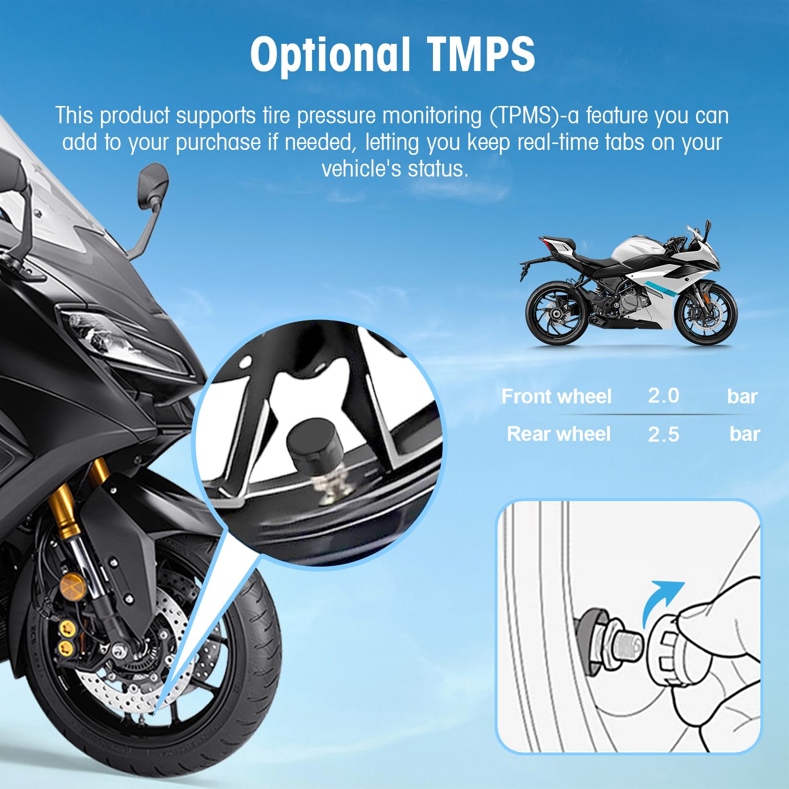 EZoneTronics Pantalla Carplay para Motocicleta, CarPlay Inalámbrico y Android Auto para Moto, Pantalla Portátil Impermeable IP67 de 5 Pulgadas con Bluetooth, TPMS, navegación GPS y Control por Voz - 5