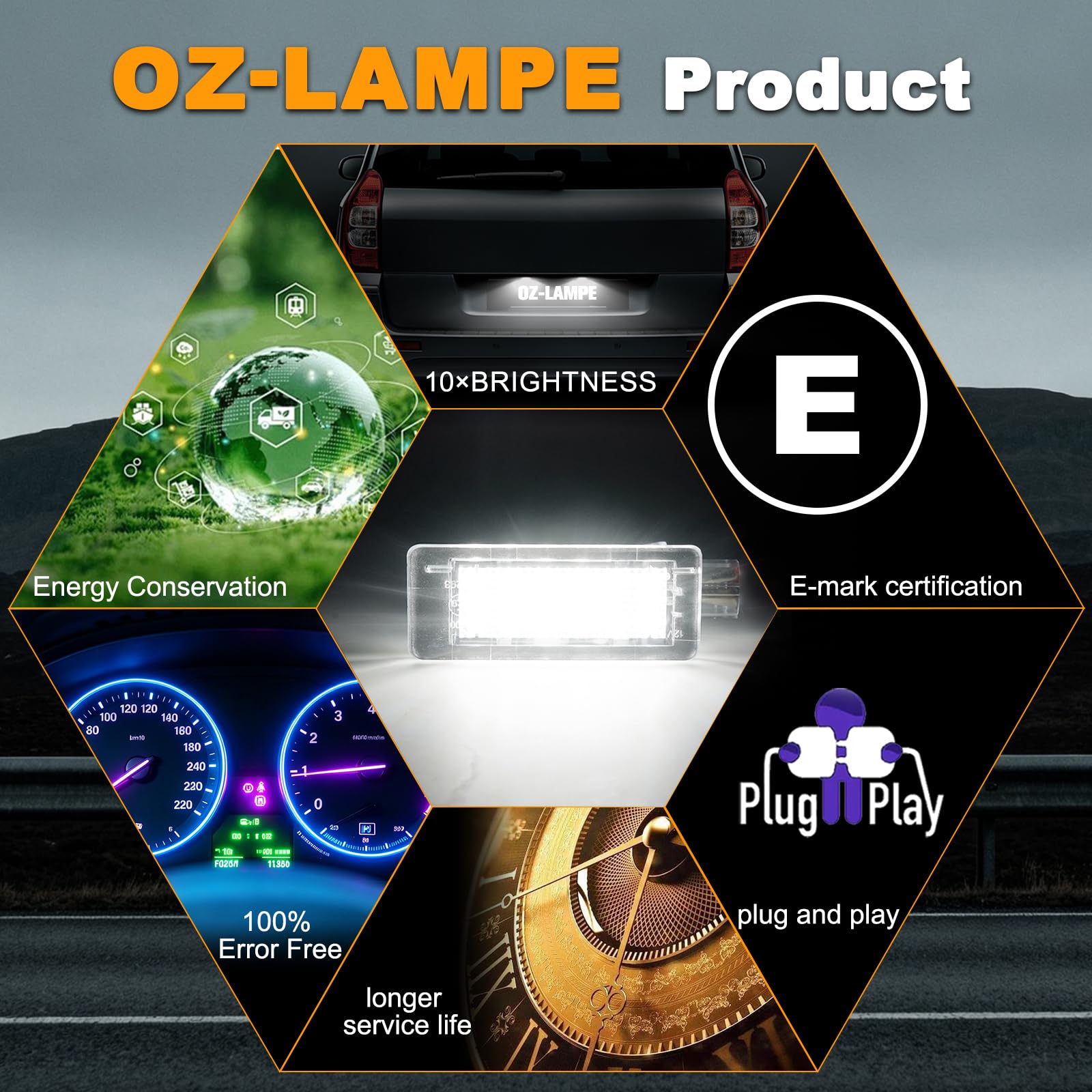 Luci Targa a LED per Renault Espace Scenic Laguna Fluence Captur Modus Dacia Duster Lodgy Logan MCV, Lampada Targa a LED