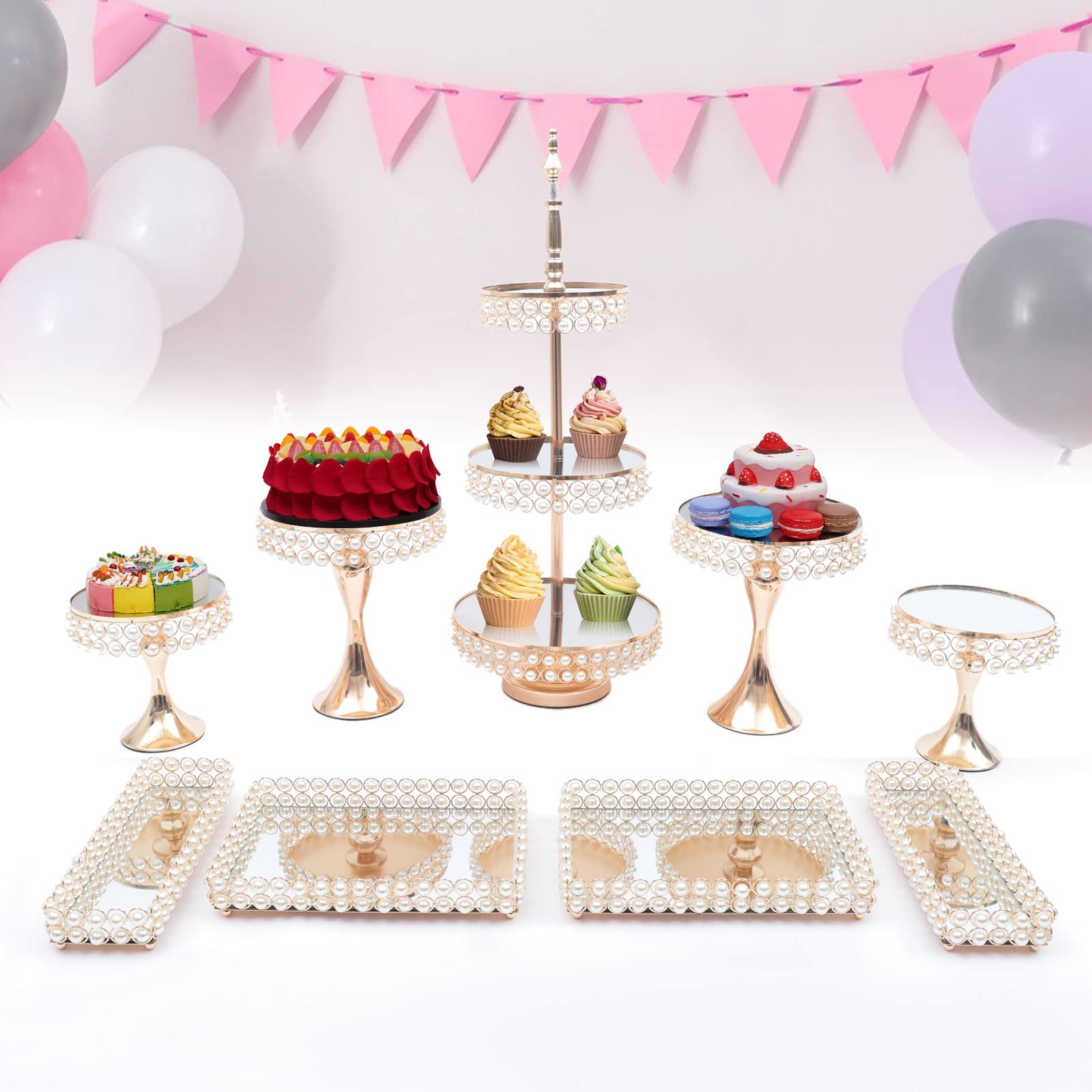 Lot de 9/11 présentoirs à gâteaux en acrylique - Bonne décoration - Réutilisables - Antidérapants et pieds sphériques - Pour pâtisseries, boulangeries, mariages (11)