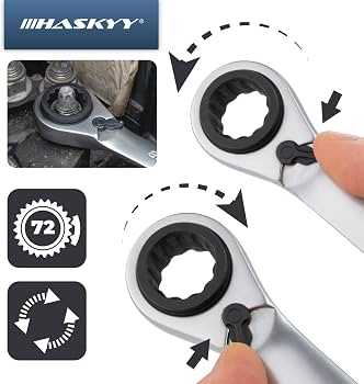 HASKYY Jeu De 3 Clés à Cliquet Doubles 8-19mm - Clés Polygonales Plates Avec Sac De Rangement