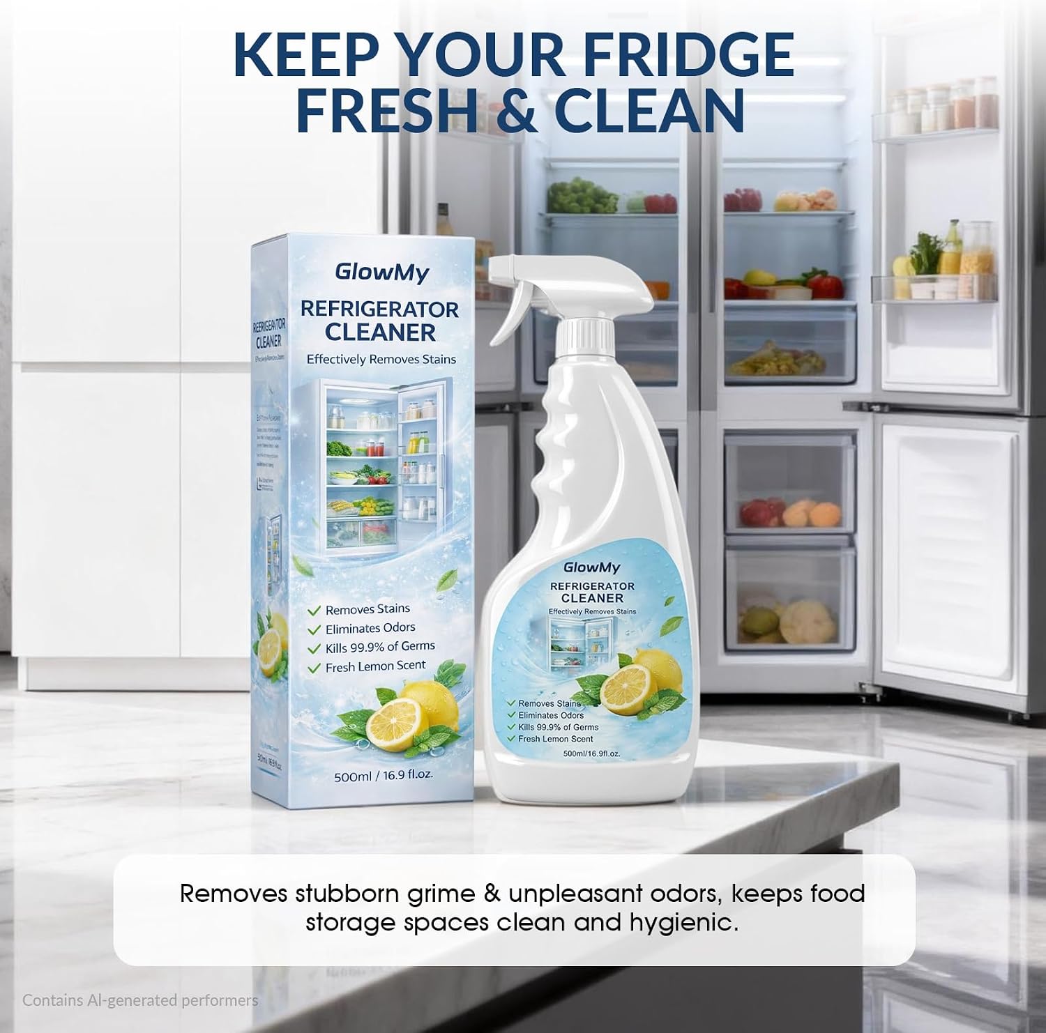 Refrigerator Cleaner Spray, Multipurpose Fridge Cleaner for Removing Stains