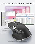 TECKNET Wireless Mouse, Bluetooth Mouse (BT5.3/5.0 & 2.4G) Rechargeable 4800 DPI Ergonomic Optical Mouse with 6 Adjustable, Quiet Clicks, USB A Receiver, 7 Buttons, Wide Compatibility - Grey