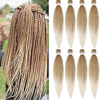 Vista 51 de Cabello trenzado preestirado de 30 pulgadas, 8 paquetes de extensiones de cabello profesional sintético trenzado de ganchillo suave textura Yaki