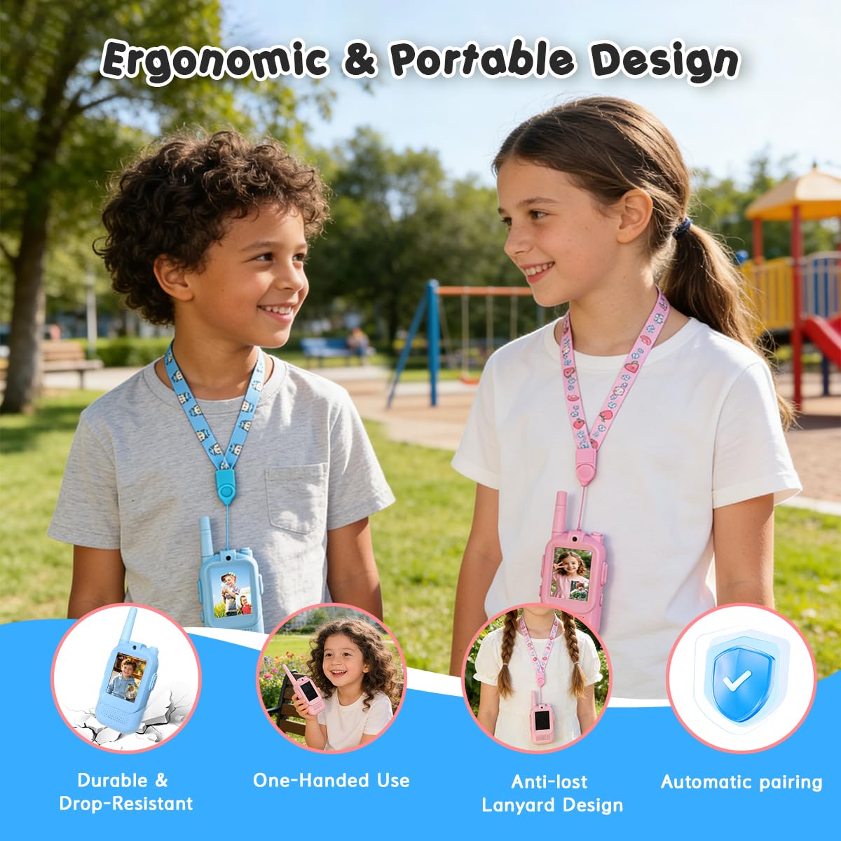 Talkie-walkie vidéo rechargeable pour enfants de 3 à 12 ans garçons filles