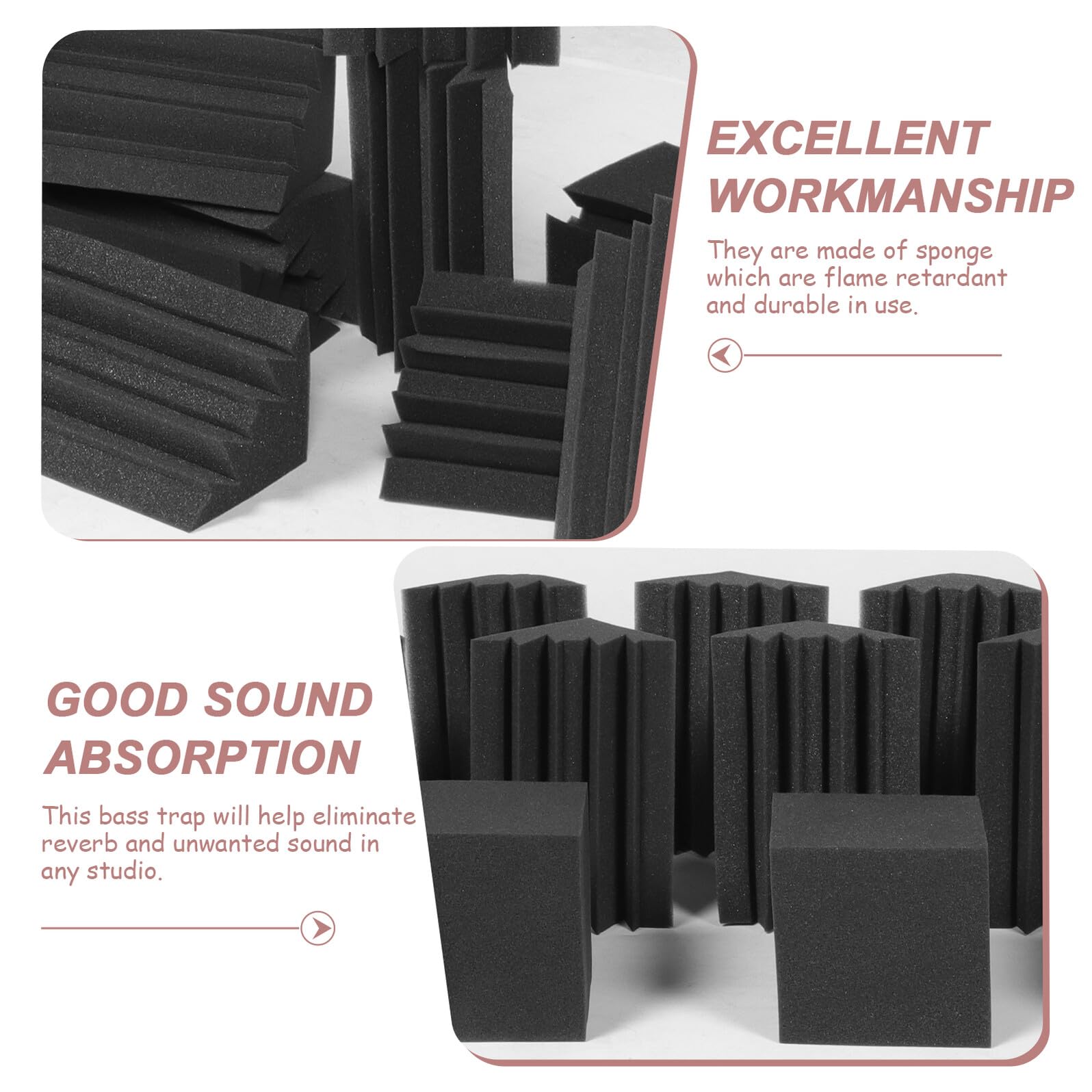 Paneles Acústicos De Aislamiento Frecuencia 16 Piezas, Absorbente De Sonido De Espuma De Alta Densidad Negro, Trampas De Graves Para Estudio, Grabación y Sala De Música Profesional