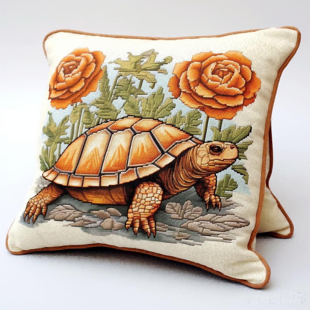 Taxpy D Iy Latch Hook Kit Cushion Sea Turtle Animal Hook Latch Kit Pillowcase Rug Printe Cushion Crochet Yarn Embroidery Ecoration 17X17in