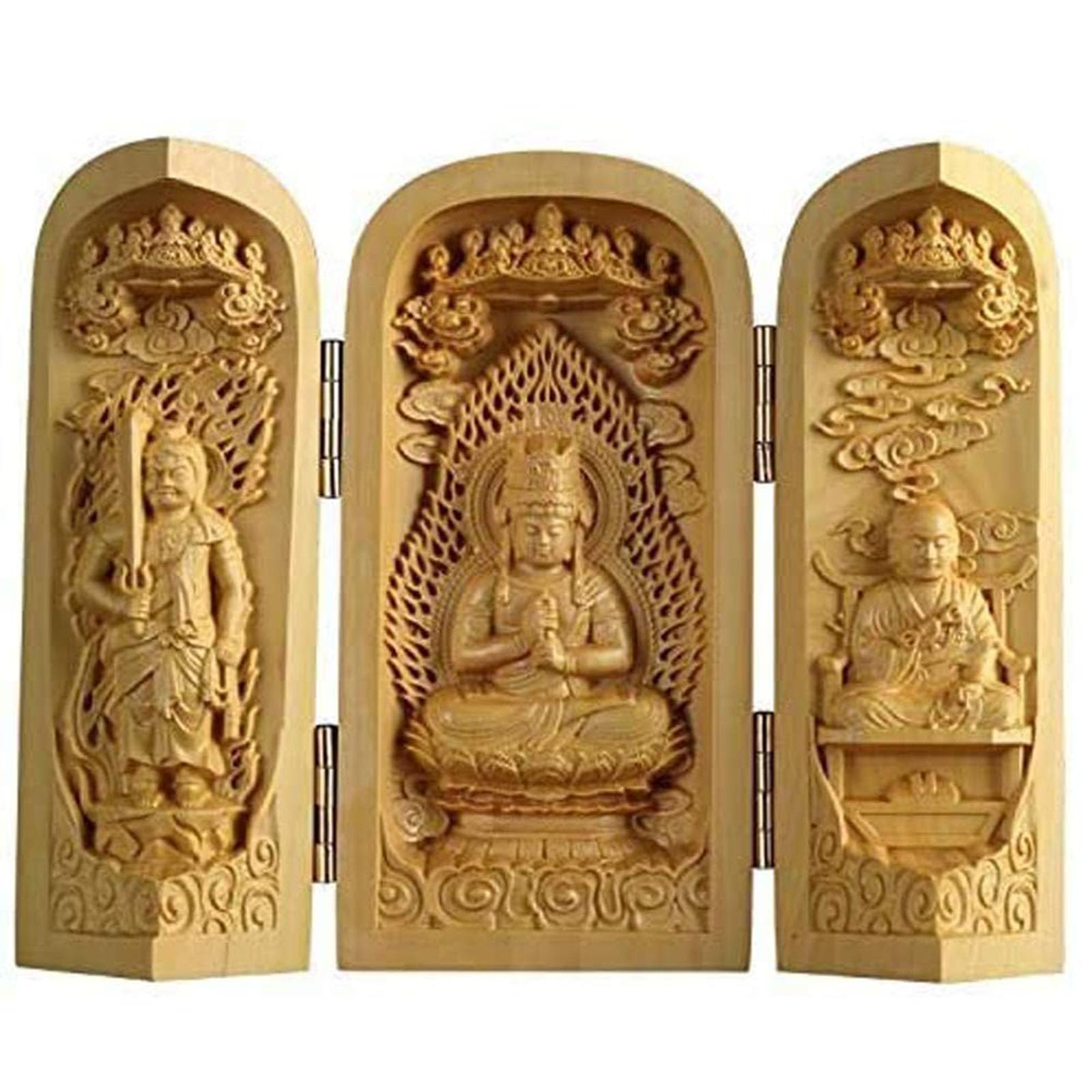 YXCQHZM Wood Carving Buddha StatueBuddha Mini Sankai Buddha Fudo Myoo Mini Buddha Statue Guardian Monument Figure