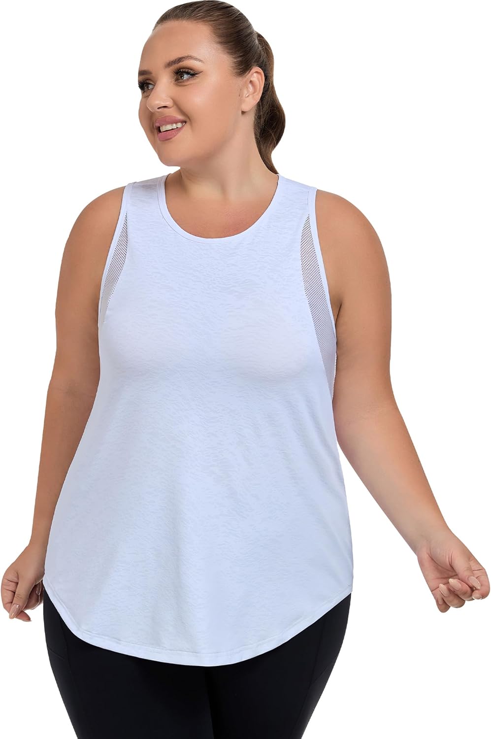 Women's Plus Size Workout Tank Tops with Mesh, XL-5XL Athletic Sleeveless Shirts Loose Fit, Flowy Yoga Tunic Top - Image 2