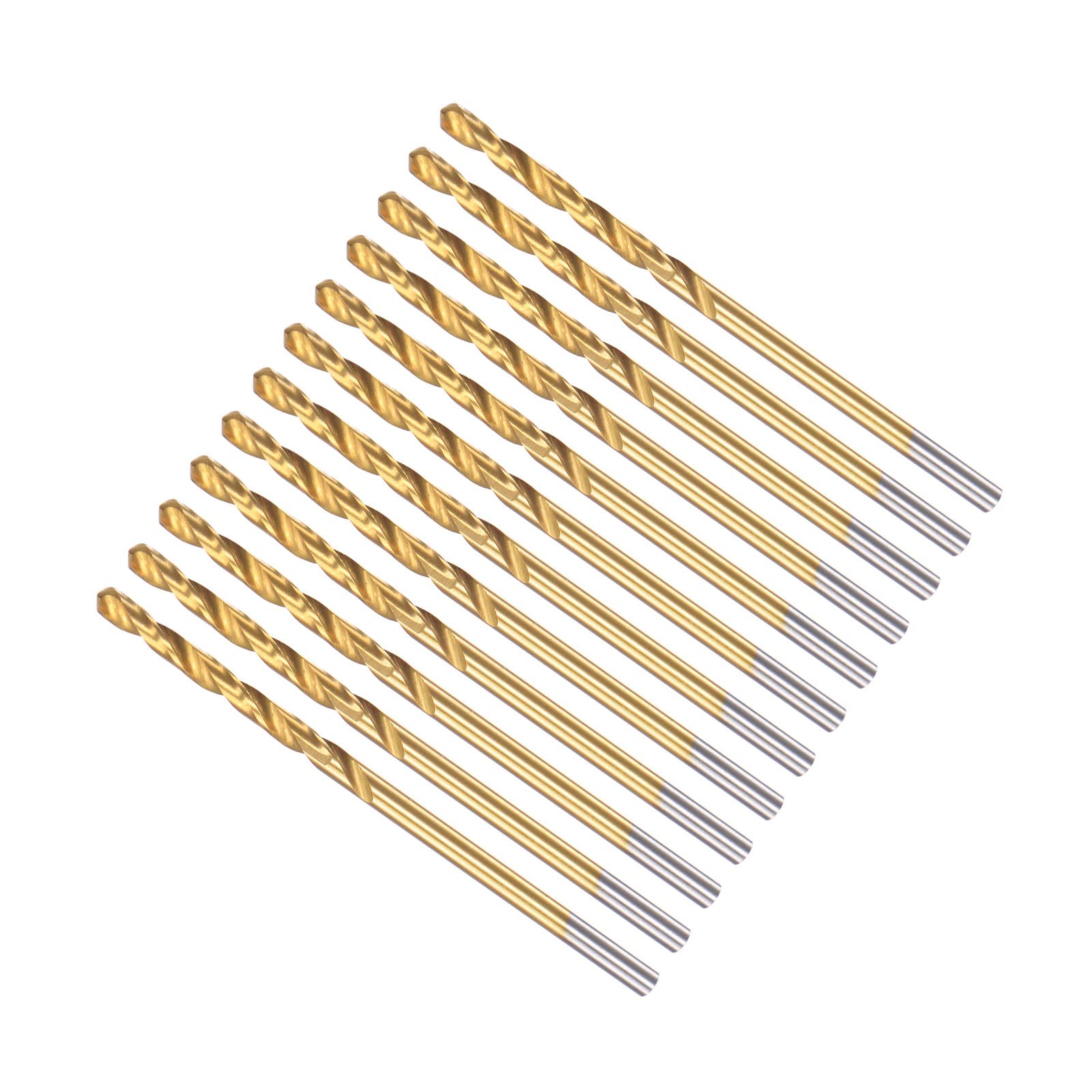 CoCud Twist Drill Bits, 2.1mm Drilling Diameter, Titanium Coated High Speed Steel 6542 Straight Round Shank