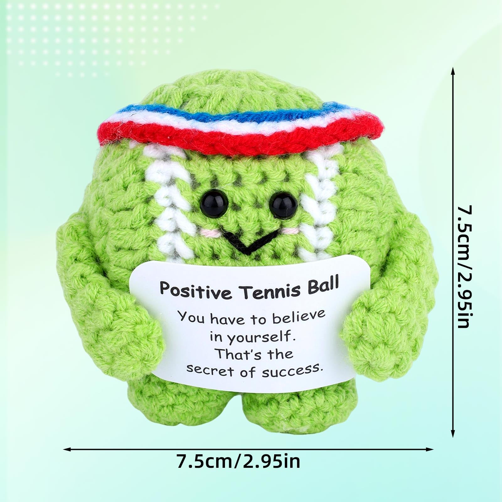 TOYMIS 2pz Palline Tennis Positivo, Peluche Supporto Emotivo e Motivazionale con Carta Positiva Giocattoli Tennis Lavorati a Maglia Regali Allegria Amanti Dello Sport e Decorazioni per Feste Tavolo