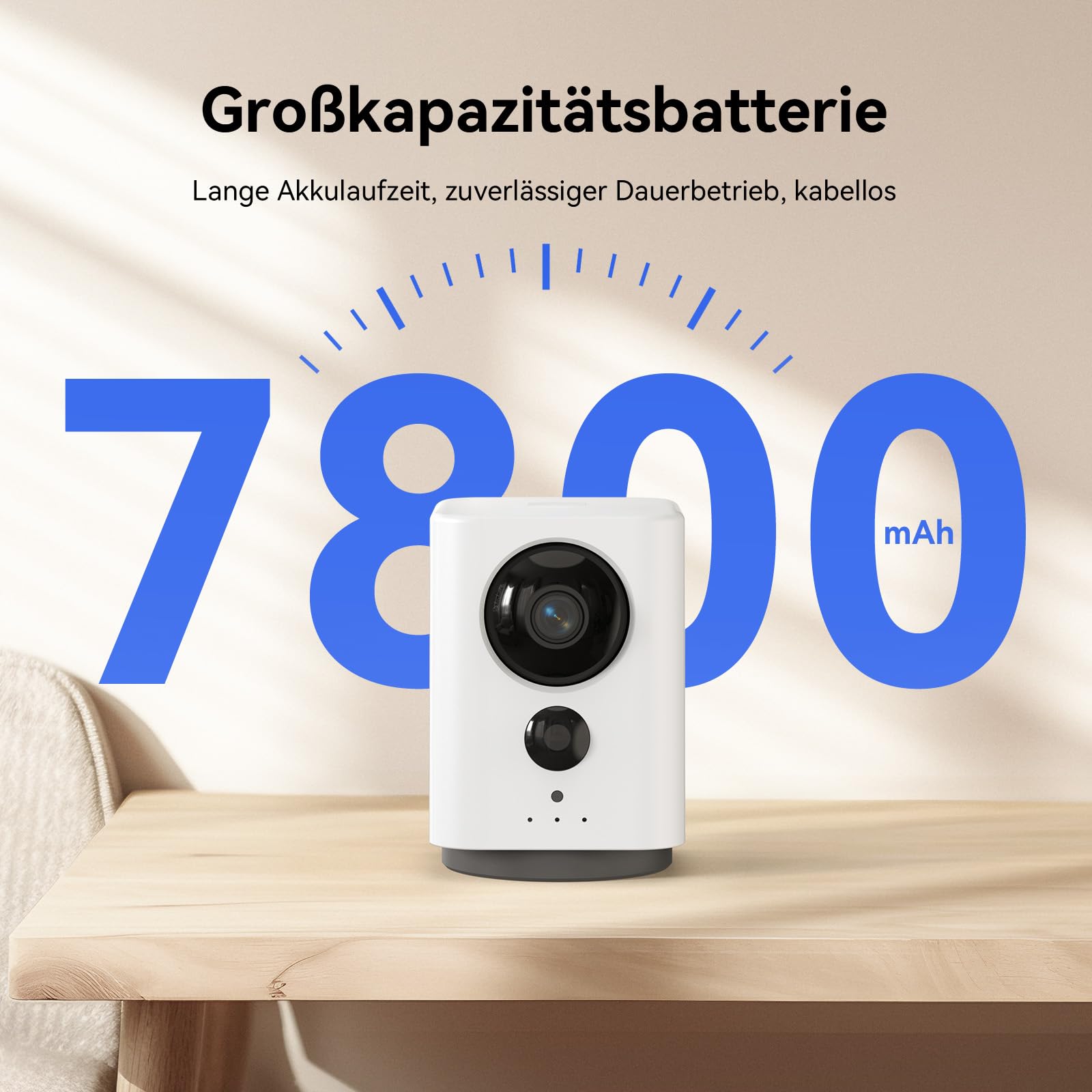 4g LTE überwachungskamera innen mit SIM Karte - 2K 360° PTZ Kamera ohne WLAN mit 7800 mAh Akku, PIR-Bewegungserkennung | Farbnachtsicht | Zwei-Wege-Audio