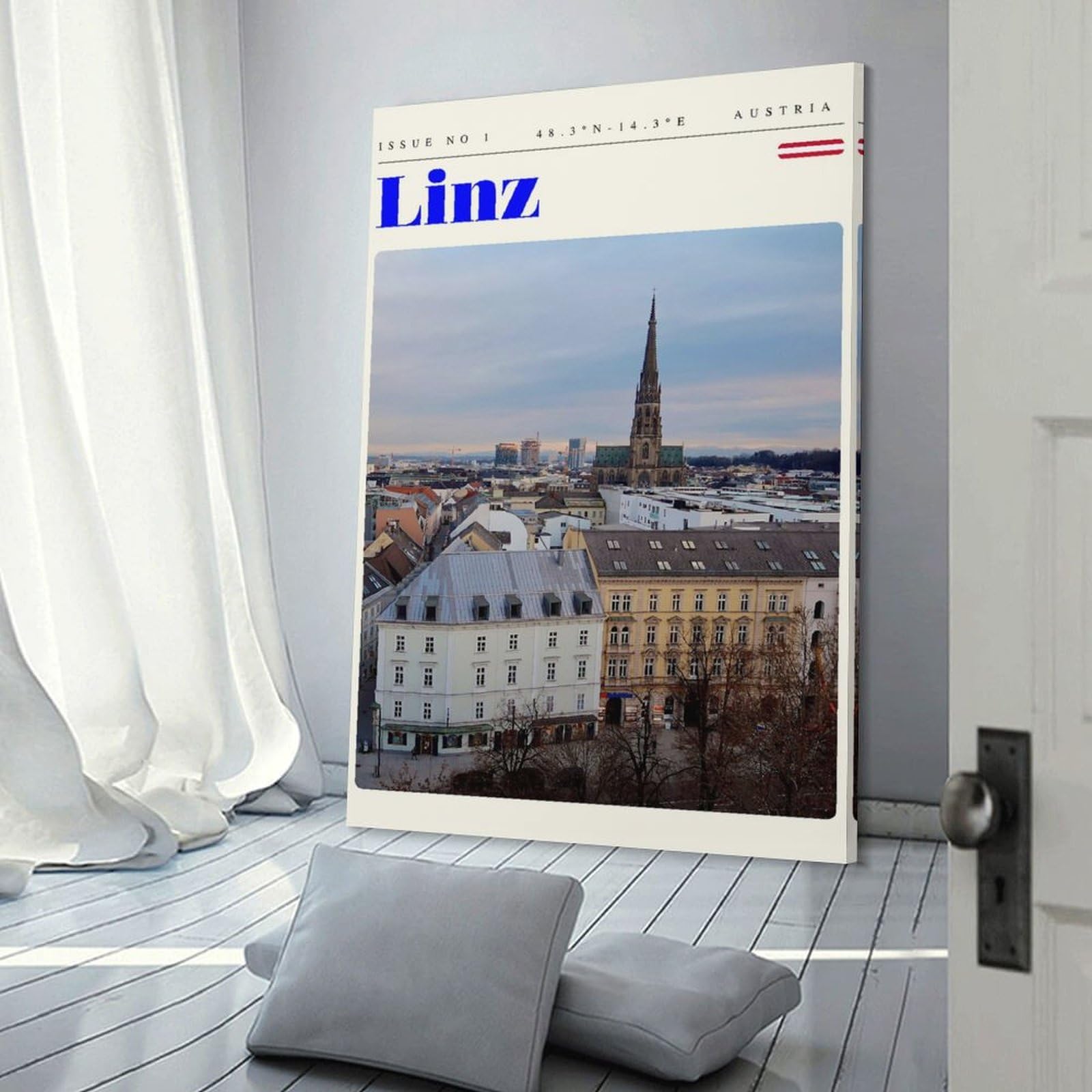 Junmoney Linz Austria Travel Art Decorative Wall Artwork 24x36inch(60x90cm), for Living Room, Bedroom, Office Or Hallway, Decorative Artwork with Broad Appeal