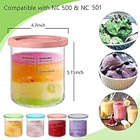 Vista 6 de Paquete de 4 pintas y tapas Creami Deluxe, compatible con Ninja Creami 11 en 1 NC501 NC500 Series Deluxe Ice Cream Maker, 24oz Deluxe XL Cups