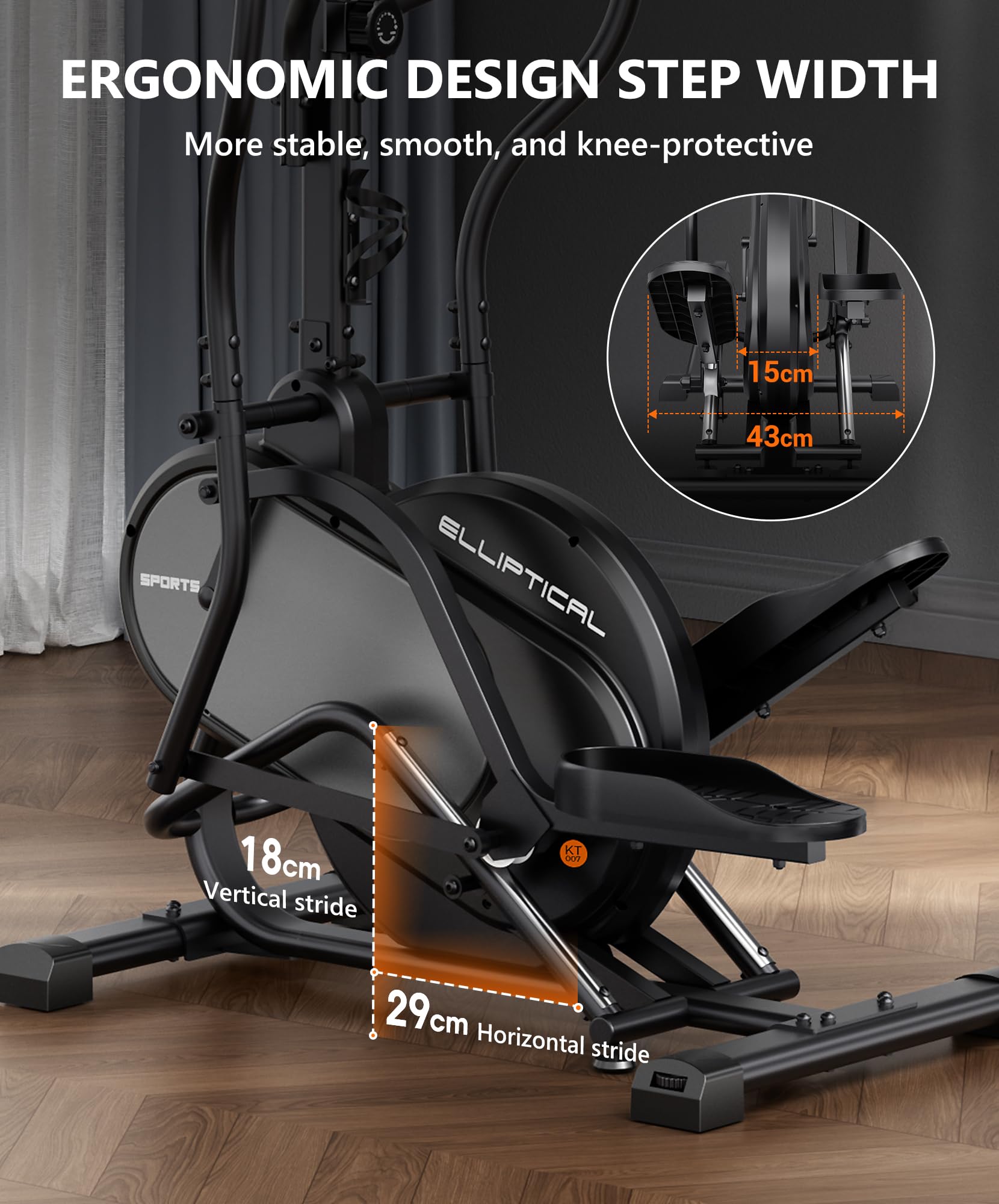 THERUN Crosstrainer 3-in-1 Magnetisch Stepper Ellipsentrainer 16 Widerstandsstufen 8 kg Schwungrad Pulssensor