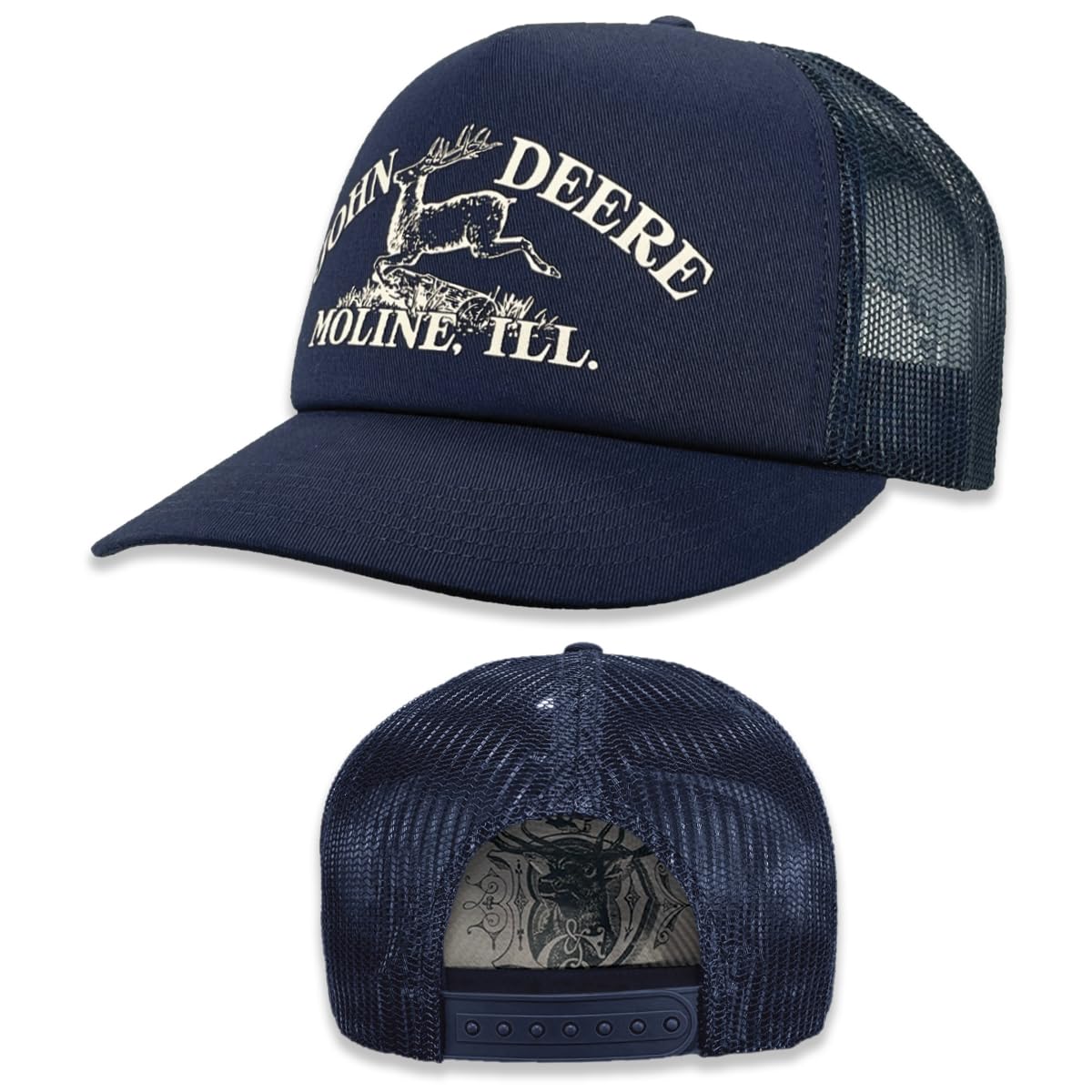 John Deere Men's Navy Vintage Trademark Print Trucker Hat One Size, One Size