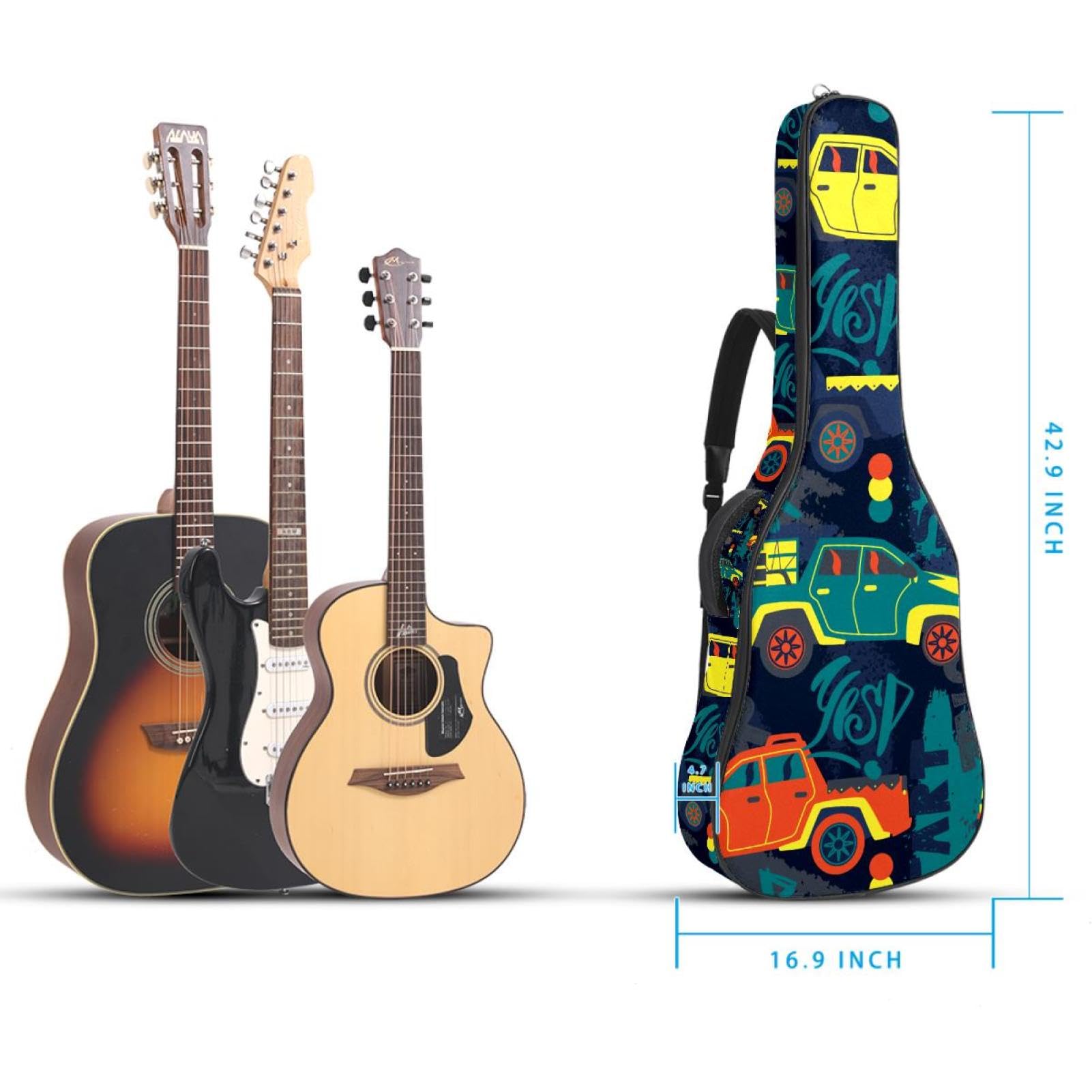 Torba na gitarę akustyczną wodoodporny plecak na gitarę grubo miękko wyściełany samochód klasyczna obudowa na gitarę, wielobarwny, 42.9x16.9x4.7 in, Organizer do torby