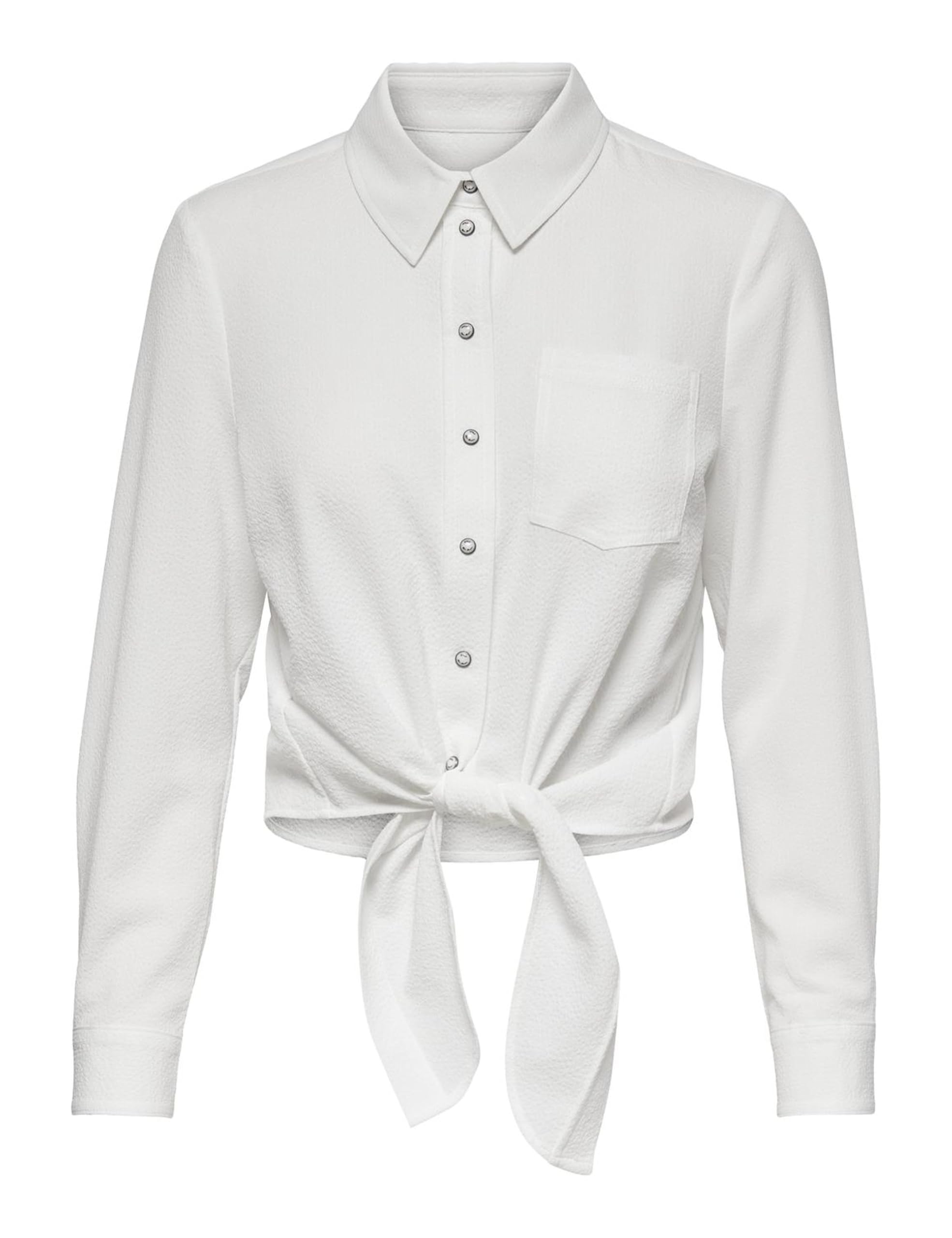 ONLY Women's ONLLECEY LS Knot DNM Shirt NOOS Blouse, Cloud Dancer, XS