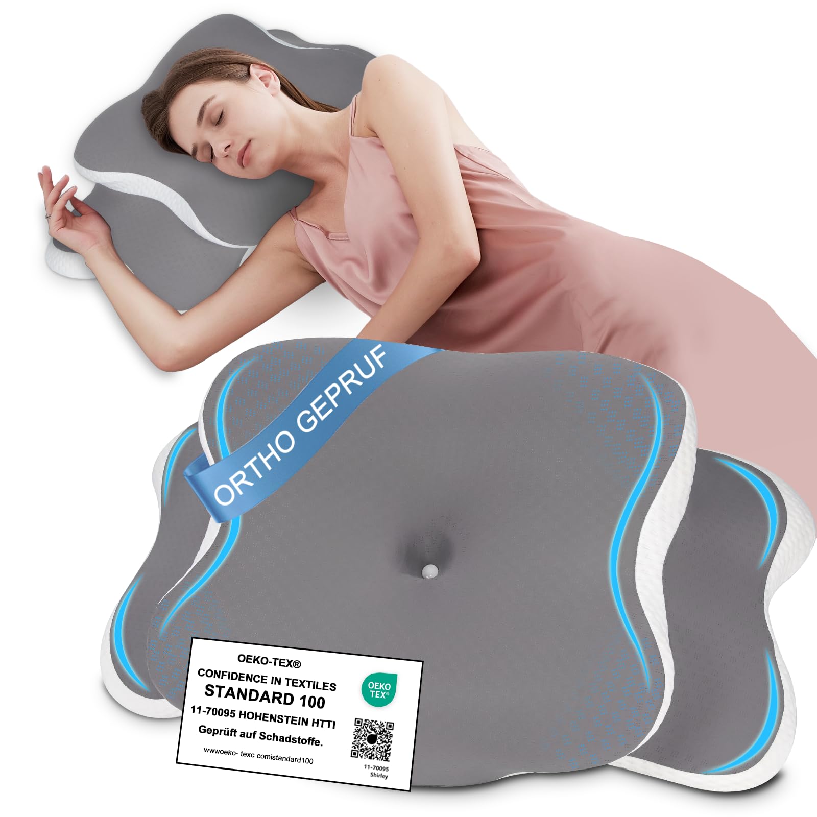 Poduszka z pianki z pamięcią kształtu, ergonomiczna poduszka pod kark, ortopedyczna poduszka na szyję z pianki z pamięcią kształtu z automatycznym odbiciem dla osób śpiących na boku