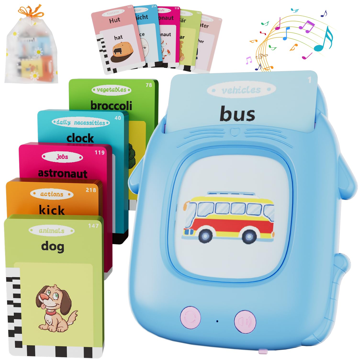 Talking Flash Cards for Toddlers, Electight Sensory Toys for Autism, Preschool Reading Machine with 224 Words, Birthday Gift for Children Aged 2, 3, 4, 5, 6 Years