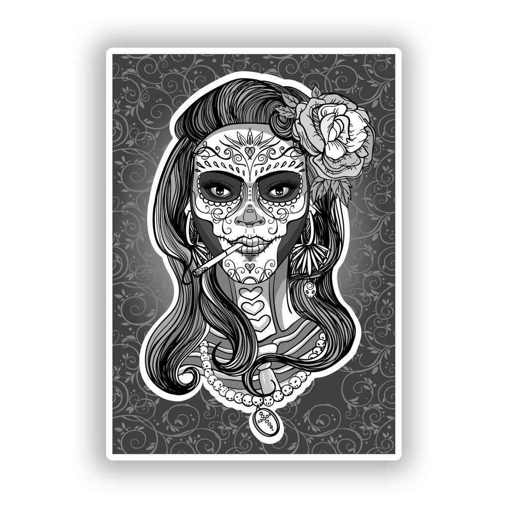 Destinationvinyl Multi 2 X 10Cm/102Mm Day Of The Dead Skull Vinyl Stickers Travel Luggage #10261