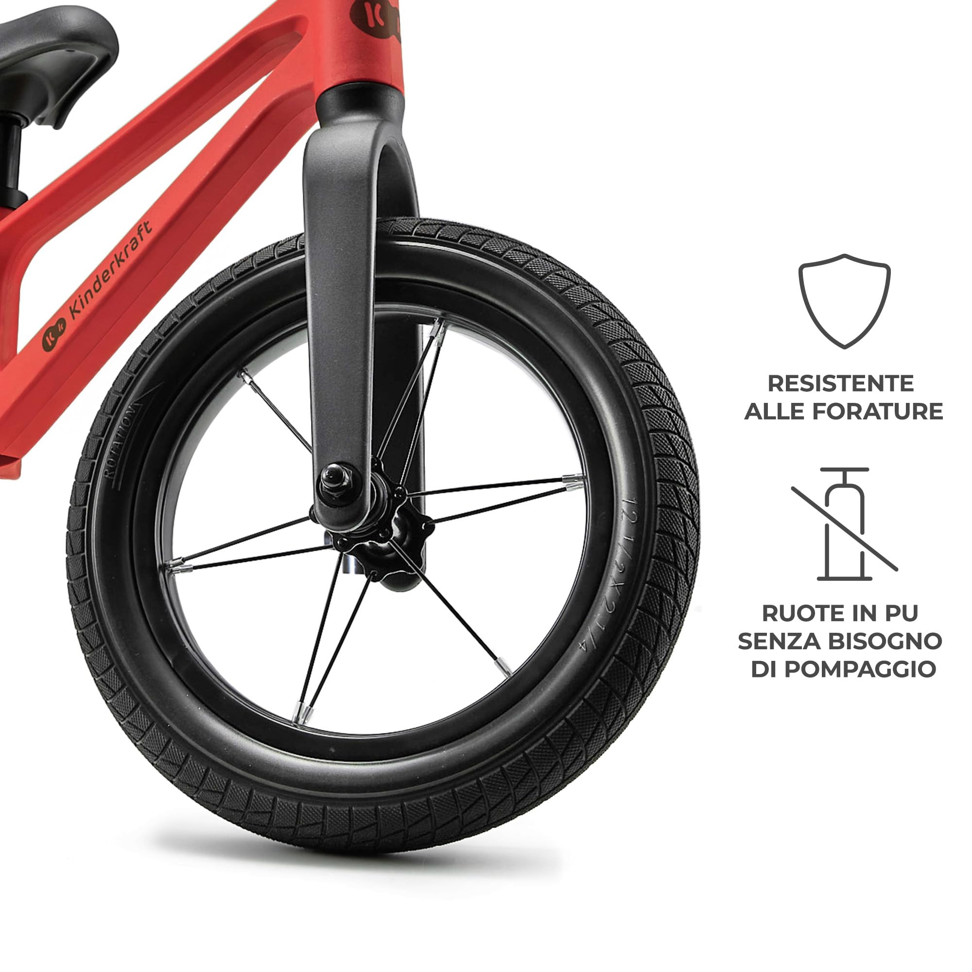 Kinderkraft ETER Bicicletta da corsa 12 pollici 35 kg telaio nylon sella regolabile manubrio limitato