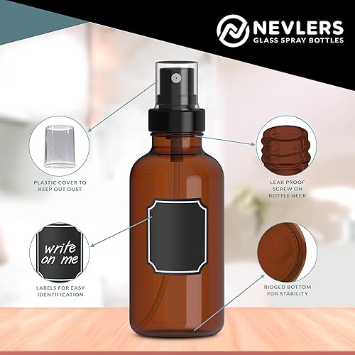 Miniatura 2 de Nevlers Paquete de 24 botellas de spray de vidrio ámbar de 4 onzas  Versátil botella de niebla fina como botellas de spray para el cabello, perfume
