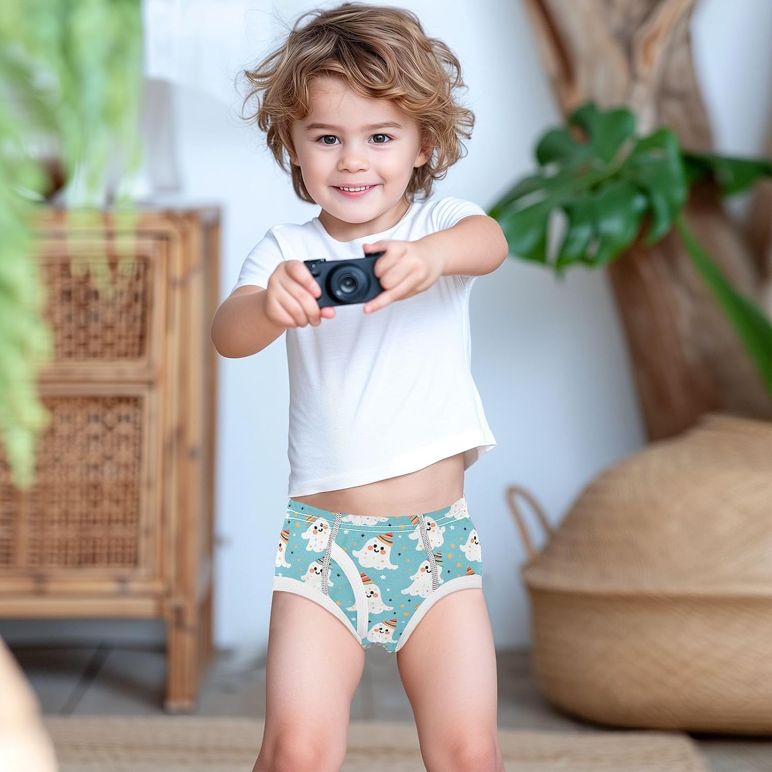 visesunny Boys Potty Training Underwear Blue Polka Dot Ghost Breathe Cotton Briefs Size 2T-8Y for Toddler