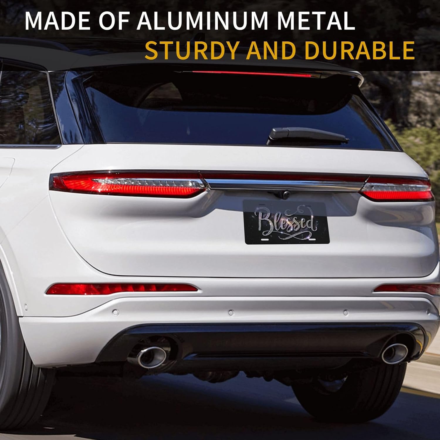 Deep Space Diamond Blessed License Plate - 6x12 Inch Aluminum Novelty Decorative Vanity Metal Front Car Plate for Women Men