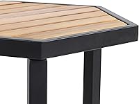 Vista 4 de Christopher Knight Home Mesa Fin, Metal Negro + Teca