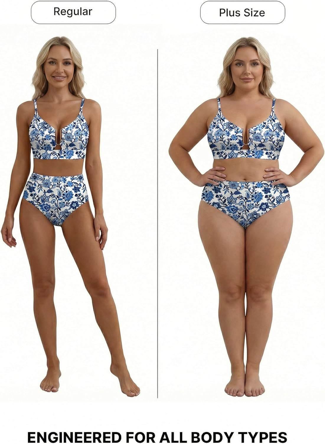 Herseas Womens 2 Piece High Waisted U Wire Bikini Set Floral Print Swimsuit Crisscross Back Bathing Suit Beach Swimwear - Image 5