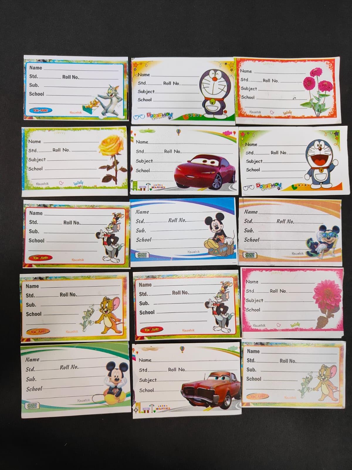 TOYSFAST® 400 Piece Cartoon Name Slip | School Name Sticker |Name Slip Copy Cover pesting | Name Tag,Fill Name Subject,School,Roll no,std (B269)