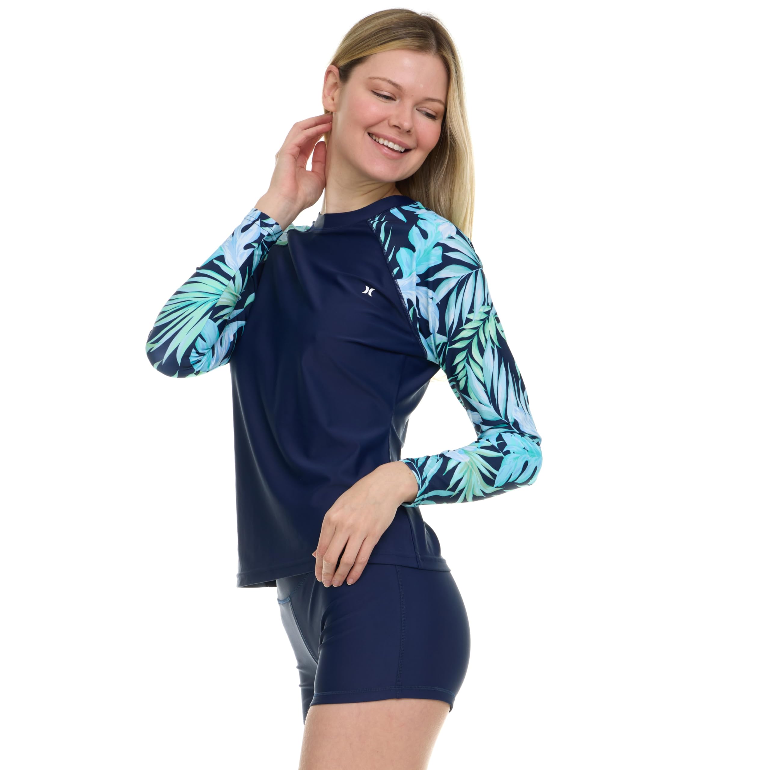 Hurley Maillot de bain deux pièces à manches longues pour femme - Séchage rapide - UPF 50+ - Protection solaire et UV
