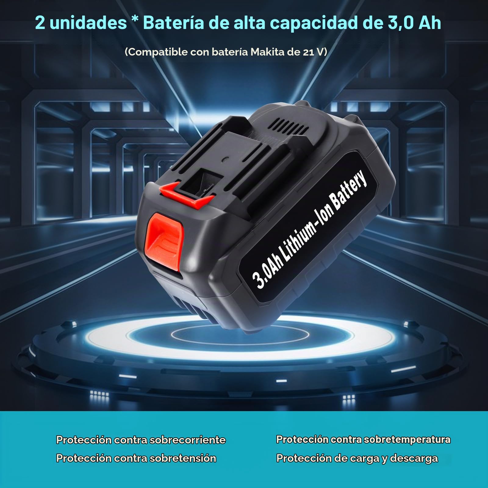 Yofuly Sierra de Sable Compatible con Baterías Makita de 18V, Sierra Alternativa Eléctrica 2 * 3000Ah Baterías, 3000RPM 4 Hojas de Sierra Portátil para Madera PVC de Corte