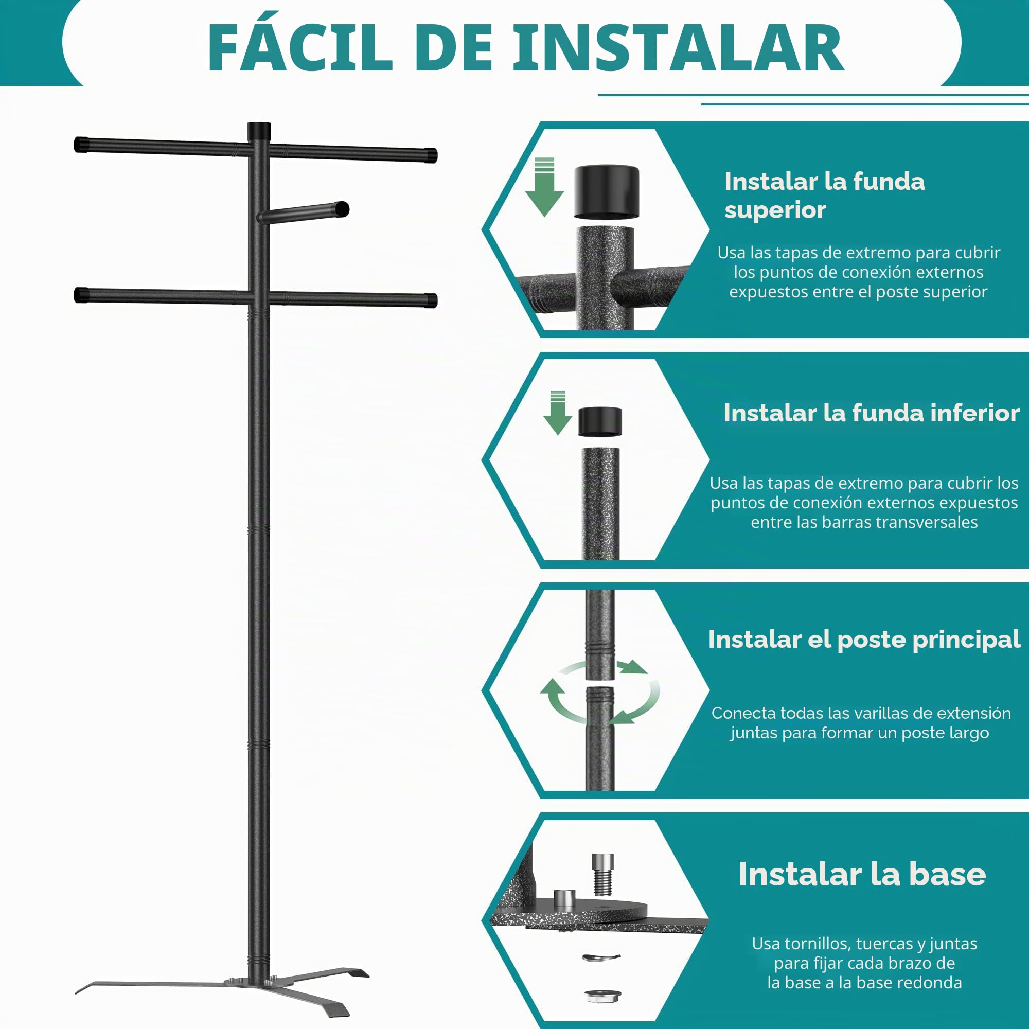 Toallero de Piscina al Aire Libre, toallero Resistente para Exteriores, Estante de pie de 61 Pulgadas para Piscina y bañera de hidromasaje, Toallas de Secado, Trajes de baño, Chalecos